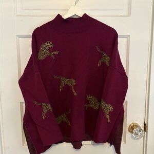 Plum Knit Mock-Neck Sweater